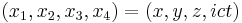 (x_1,x_2,x_3,x_4) = (x,y,z,ict)