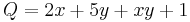 Q=2x+5y+xy+1