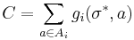 C = \sum_{a \in A_i} g_i(\sigma^*, a)