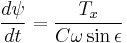 \frac{d\psi}{dt} = \frac{T_x}{C\omega\sin\epsilon}