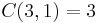 C(3, 1) = 3