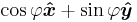 cosine of phi in the x-hat direction plus sine of phi in the y-hat direction