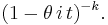 (1 - \theta\,i\,t)^{-k}.