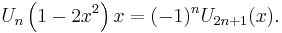 U_n\left(1-2x^2\right) x= (-1)^n U_{2n+1}(x).