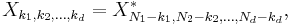 X_{k_1, k_2, \dots, k_d} = X_{N_1 - k_1, N_2 - k_2, \dots, N_d - k_d}^* ,