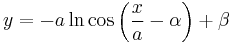 y = -a\ln \cos\left(\frac{x}{a}-\alpha\right) + \beta