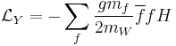 \mathcal{L}_Y = -\sum_f \frac{gm_f}{2m_W}\overline ffH