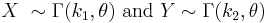  X ~\sim \Gamma(k_1,\theta) \mbox{ and } Y \sim \Gamma(k_2,\theta)