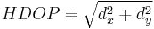  HDOP = \sqrt{d_x^2 + d_y^2}