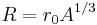 R = r_0 A^{1/3} \,