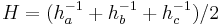 H = (h_a^{-1} + h_b^{-1} + h_c^{-1})/2