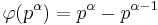 \varphi(p^\alpha) = p^\alpha - p^{\alpha - 1}