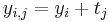 y_{i,j}=y_i+t_j