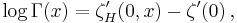 
\log\Gamma(x) = \zeta_{H}'(0,x) - \zeta'(0)\,,
