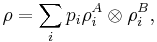 \rho = \sum_i p_i \rho_i^A \otimes \rho_i^B, 