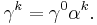 \gamma^k = \gamma^0 \alpha^k. \,