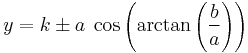 y = k\pm a \; \cos\left(\arctan\left(\frac{b}{a}\right)\right)