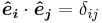 e-hat sub i dot e-hat sub j equals Kronecker delta of i and j