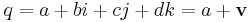 q=a+bi+cj+dk=a+\mathbf{v}