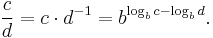 \frac c d = c \cdot d^{-1} = b^{\log_b c - \log_b d}.