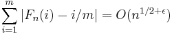 \sum_{i=1}^m|F_n(i) - i/m| = O(n^{1/2+\epsilon})