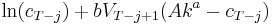 \ln(c_{T-j}) + b V_{T-j+1}(Ak^a-c_{T-j})