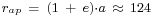 \begin{smallmatrix}r_{ap}\ =\ (1\ +\ e)\cdot a\ \approx\ 124\end{smallmatrix}