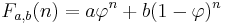 F_{a,b}(n) = a\varphi^n+b(1-\varphi)^n