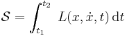 
\mathcal{S} = \int_{t_1}^{t_2}\; L(x,\dot{x},t)\,\mathrm{d}t
