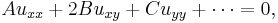 Au_{xx} + 2Bu_{xy} + Cu_{yy} + \cdots = 0,