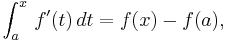 \int_a^x \, f'(t) \, dt=f(x)-f(a),