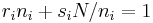 r_in_i + s_iN/n_i = 1