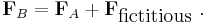 \mathbf{F}_B = \mathbf{F}_A + \mathbf{F}_{\mbox{fictitious}} \ . 