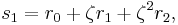 s_1 = r_0 + \zeta r_1 + \zeta^2 r_2,\,