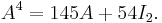 A^4=145A+54I_2.\,