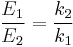 \frac{E_1}{E_2} = \frac{k_2}{k_1} \,