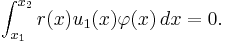  \int_{x_1}^{x_2} r(x) u_1(x) \varphi(x) \, dx=0. \,