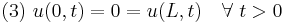 (3) \ u(0,t) = 0 = u(L,t) \quad \forall  \ t > 0 \quad 