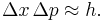 \Delta x \, \Delta p \approx h. \,