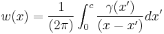 w(x) = \frac{1} {(2 \pi)} \int_{0}^{c} \frac {\gamma (x')}{(x-x')} dx'