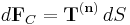 d\mathbf F_C= \mathbf T^{(\mathbf n)}\,dS