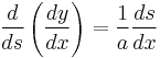 \frac{d}{ds}\left(\frac{dy}{dx}\right) = \frac{1}{a} \frac{ds}{dx}