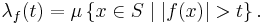 \lambda_f(t) = \mu\left\{x\in S\mid |f(x)| > t\right\}.