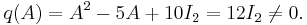 q(A)=A^2-5A+10I_2=12I_2\not=0.