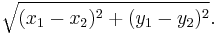  \sqrt{(x_1-x_2)^2 + (y_1-y_2)^2}. 