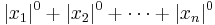 |x_1|^0+|x_2|^0+\cdots+|x_n|^0