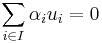 \sum_{i\in I}\alpha_i u_i=0