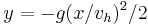 y = - g(x/v_h)^2/2