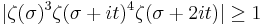 |\zeta(\sigma)^3\zeta(\sigma+it)^4\zeta(\sigma+2it)|\ge 1