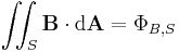 \iint_S \mathbf{B} \cdot \mathrm{d} \mathbf{A} = \Phi_{B,S}